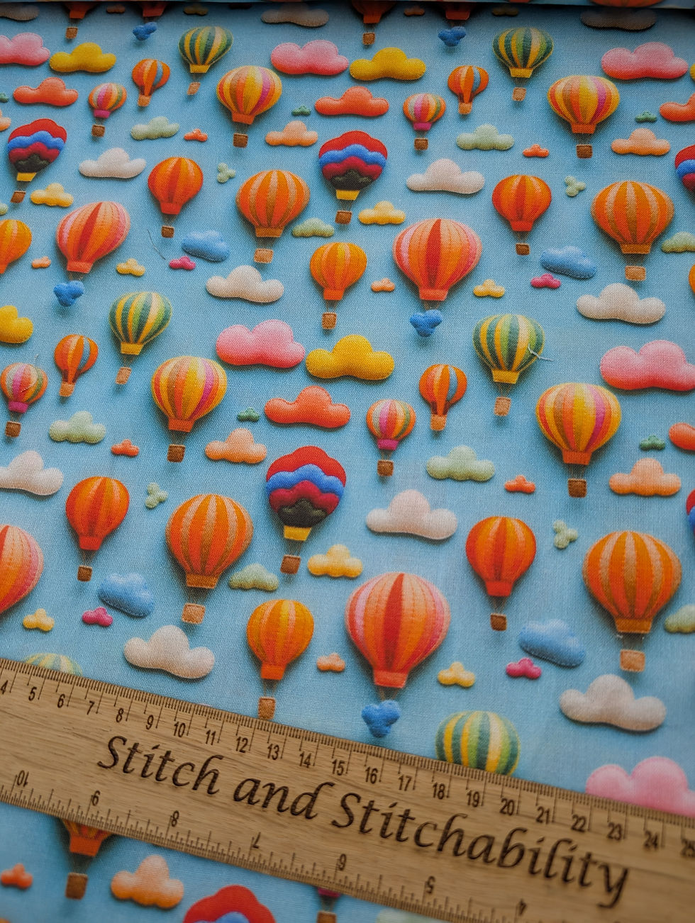 Thumbnail: 3D Effect Hot Air Balloon Print 100% Cotton