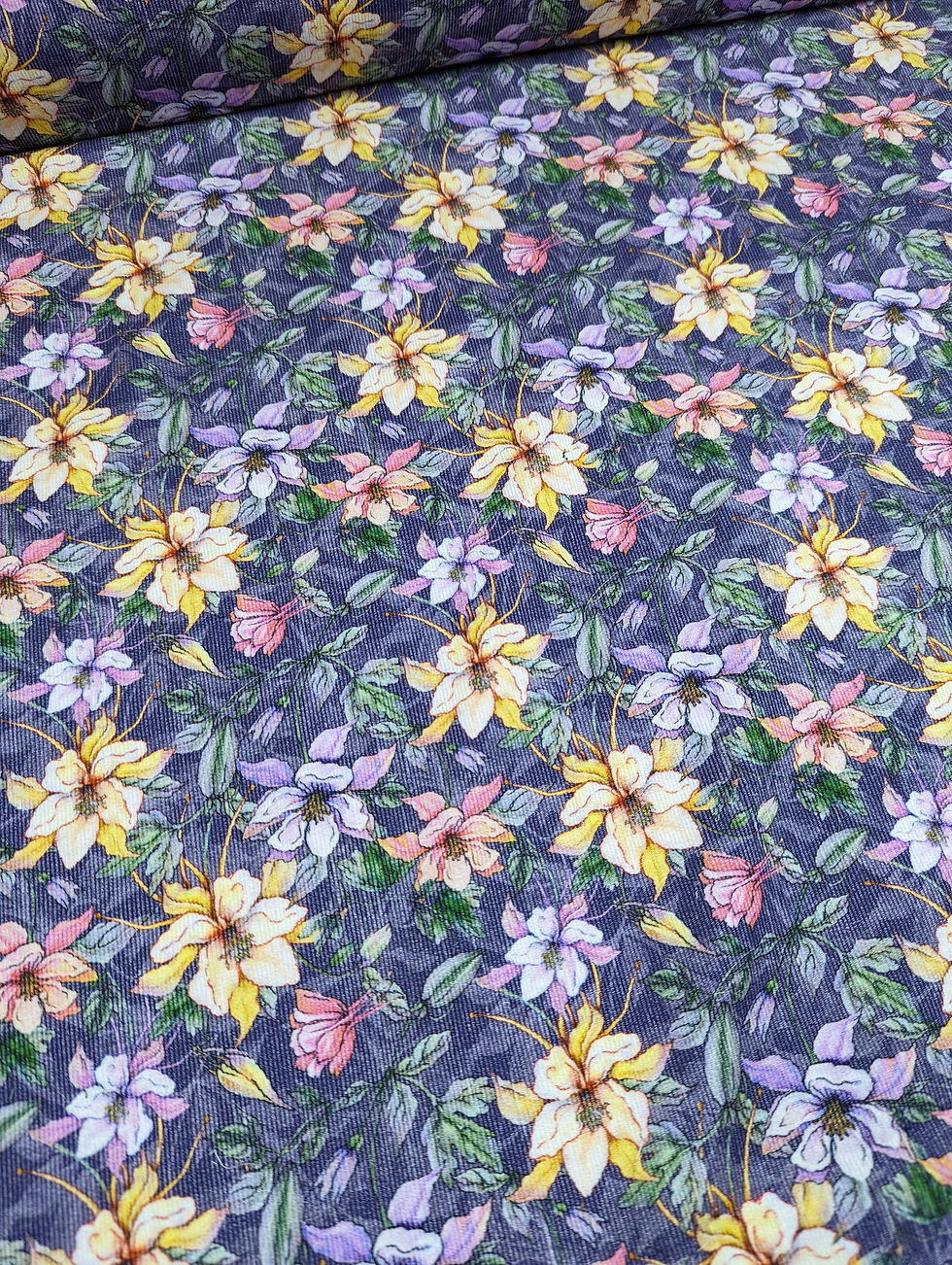 Thumbnail: Fantasy Floral 100% Cotton Needlecord Fabric