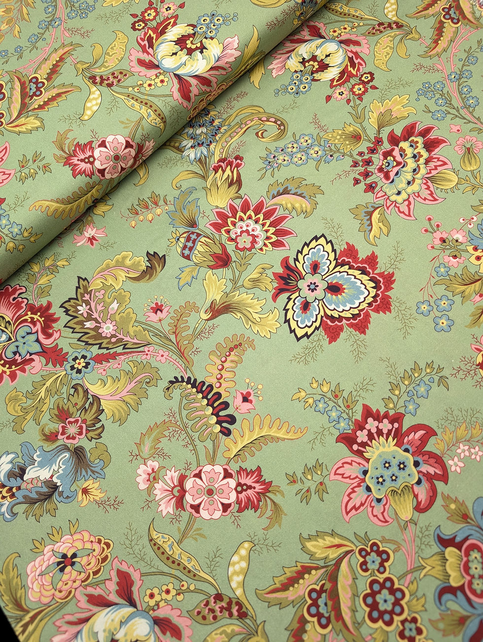 Thumbnail: Dutch Heritage Pompadour DHER2041 Teal 100% Cotton Fabric