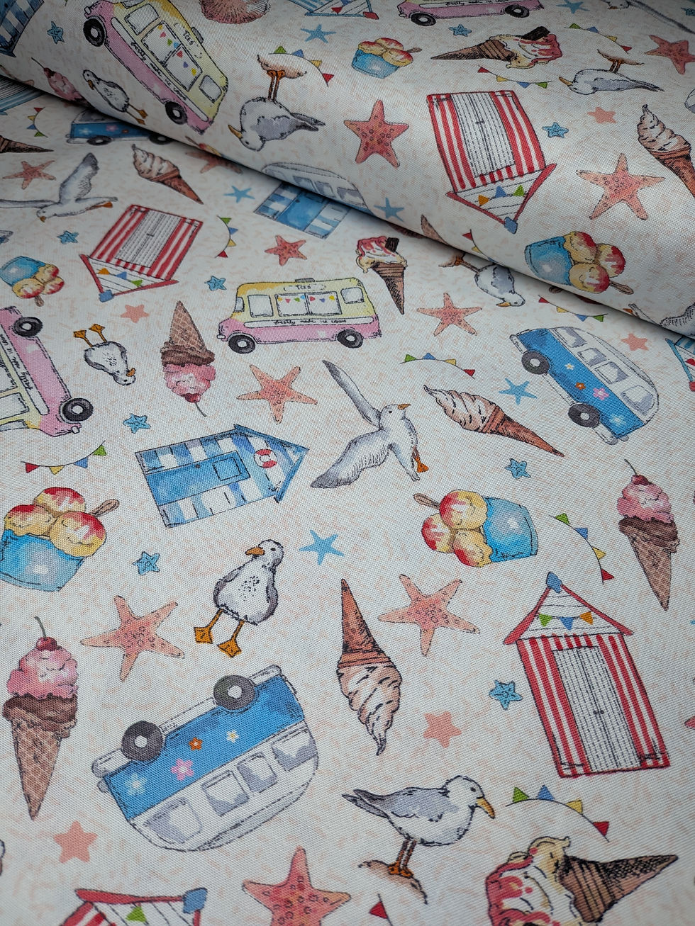 Thumbnail: Sundaes By The Sea by the Craft Cotton Company 100% Cotton Fabric