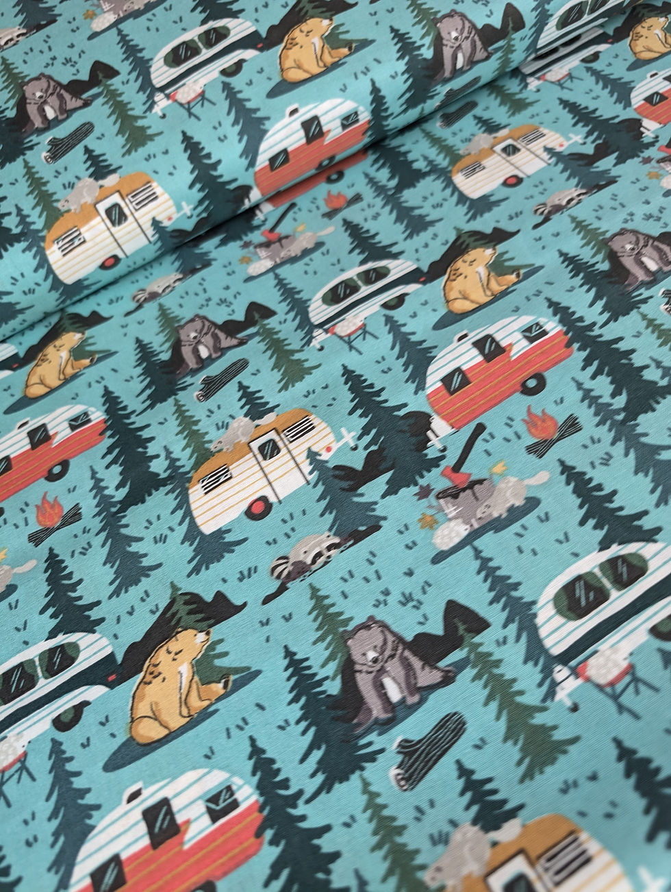 Thumbnail: Camping Friends from The Craft Cotton Company 100% Cotton Fabric 
