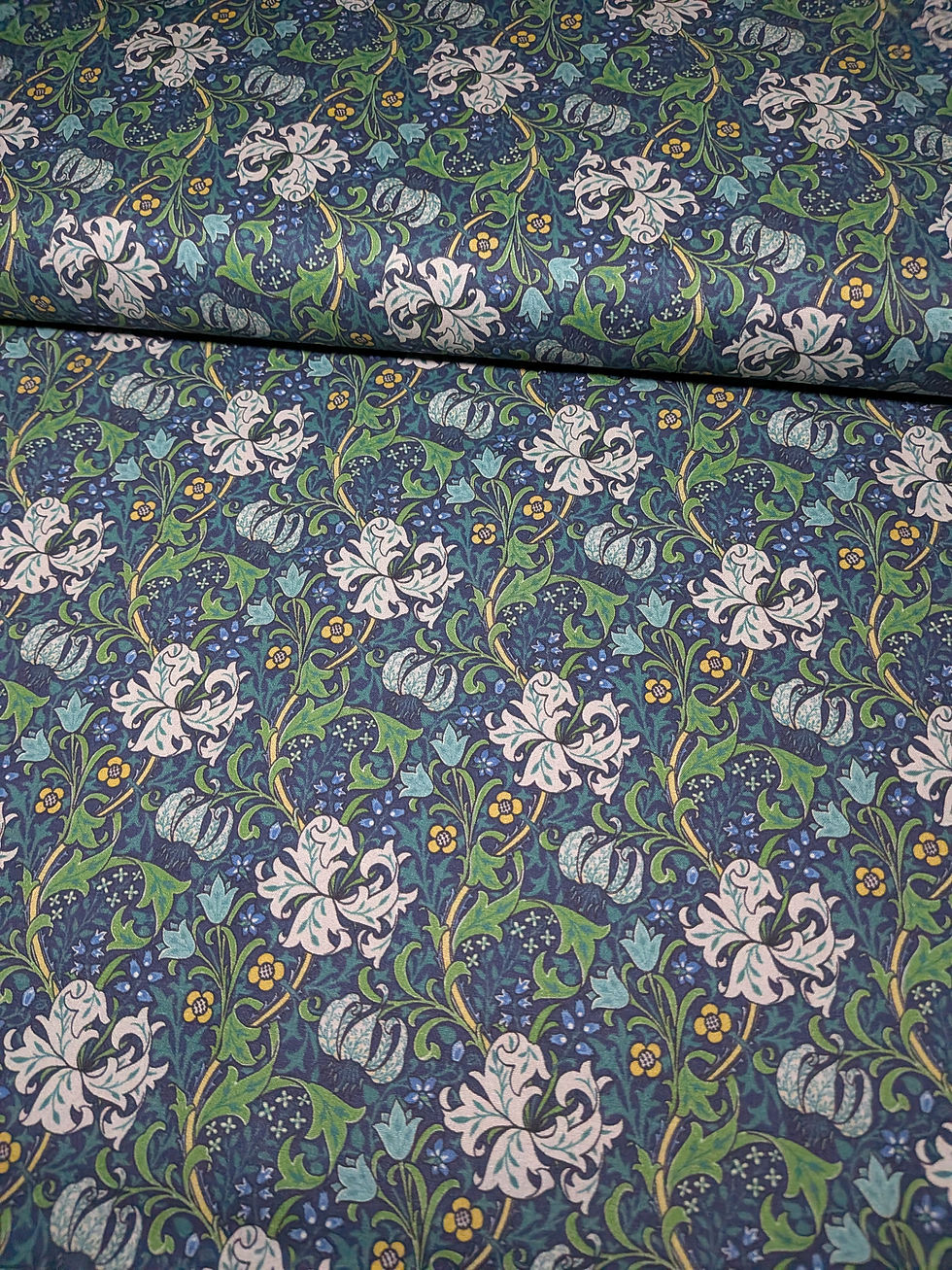 Thumbnail: William Morris, Golden Lily Marine 100% Cotton