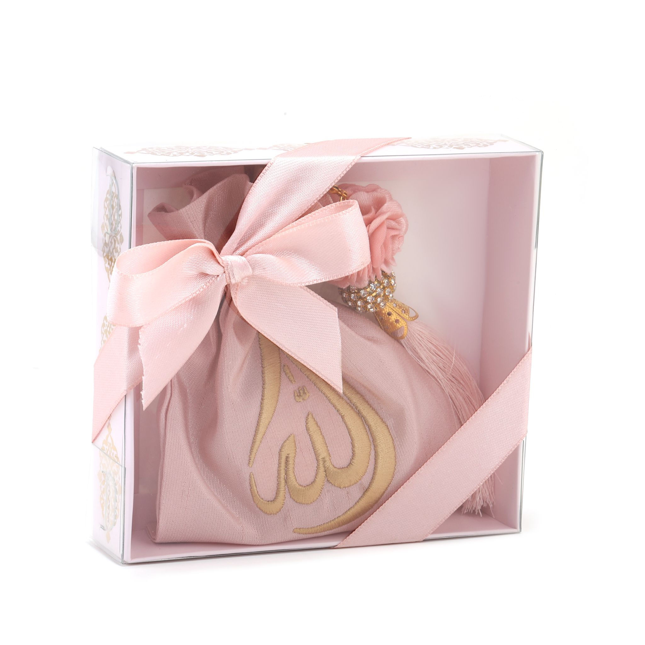 Embroidered Rosary Pouch and Rosary Set for Gift