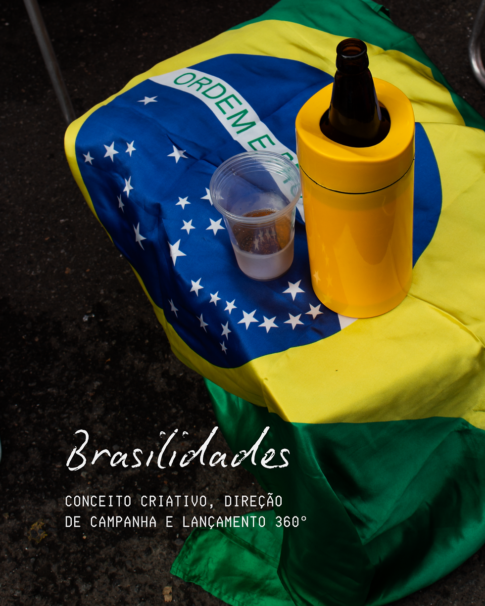 Bandeira do Brasil com cerveja, parte de campanhas esportivas.