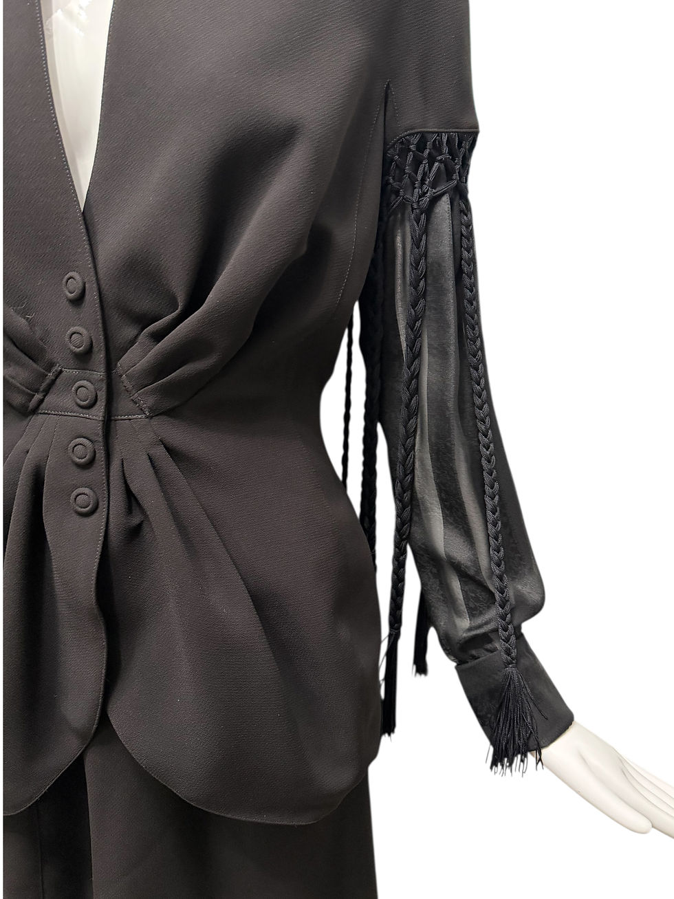 Thumbnail: S/S 1997 Thierry Mugler Black Braided Tassel Skirt Suit
