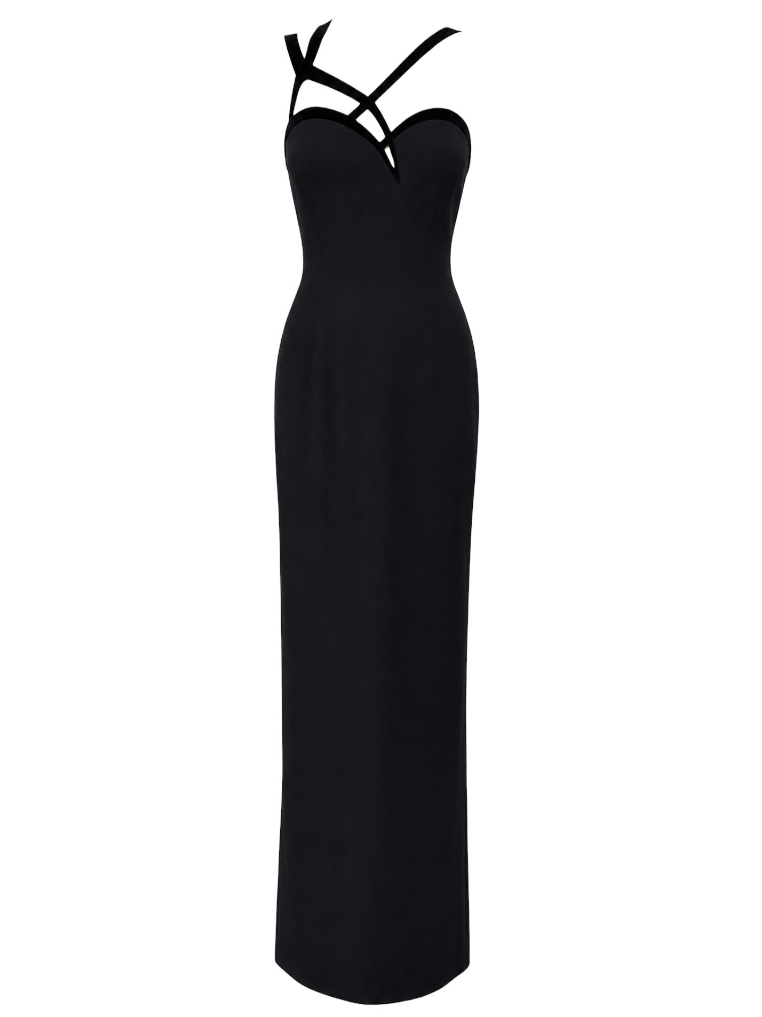 F/W 1999 Thierry Mugler Black Velvet Trim Evening Gown
