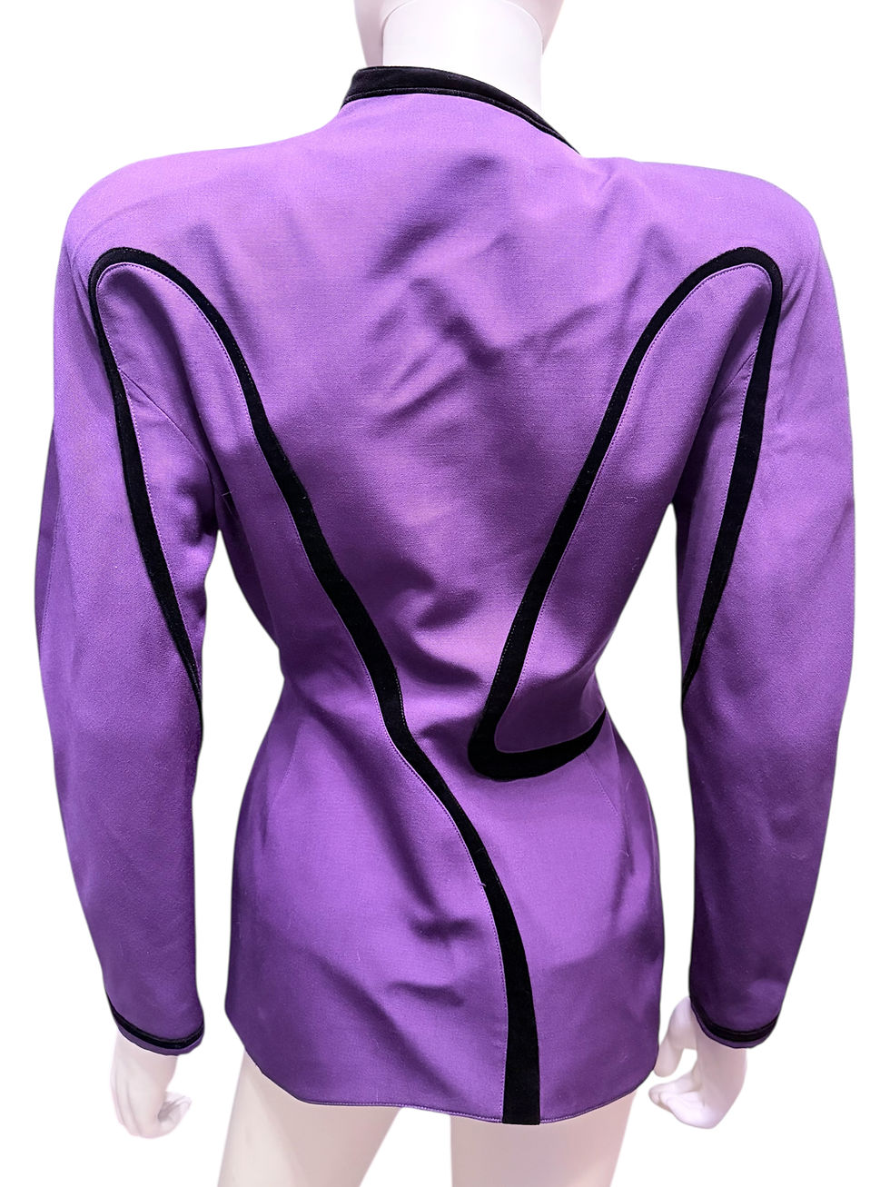 Thumbnail: 1990’s Thierry Mugler Sculpted Purple Jacket with Velvet Trim