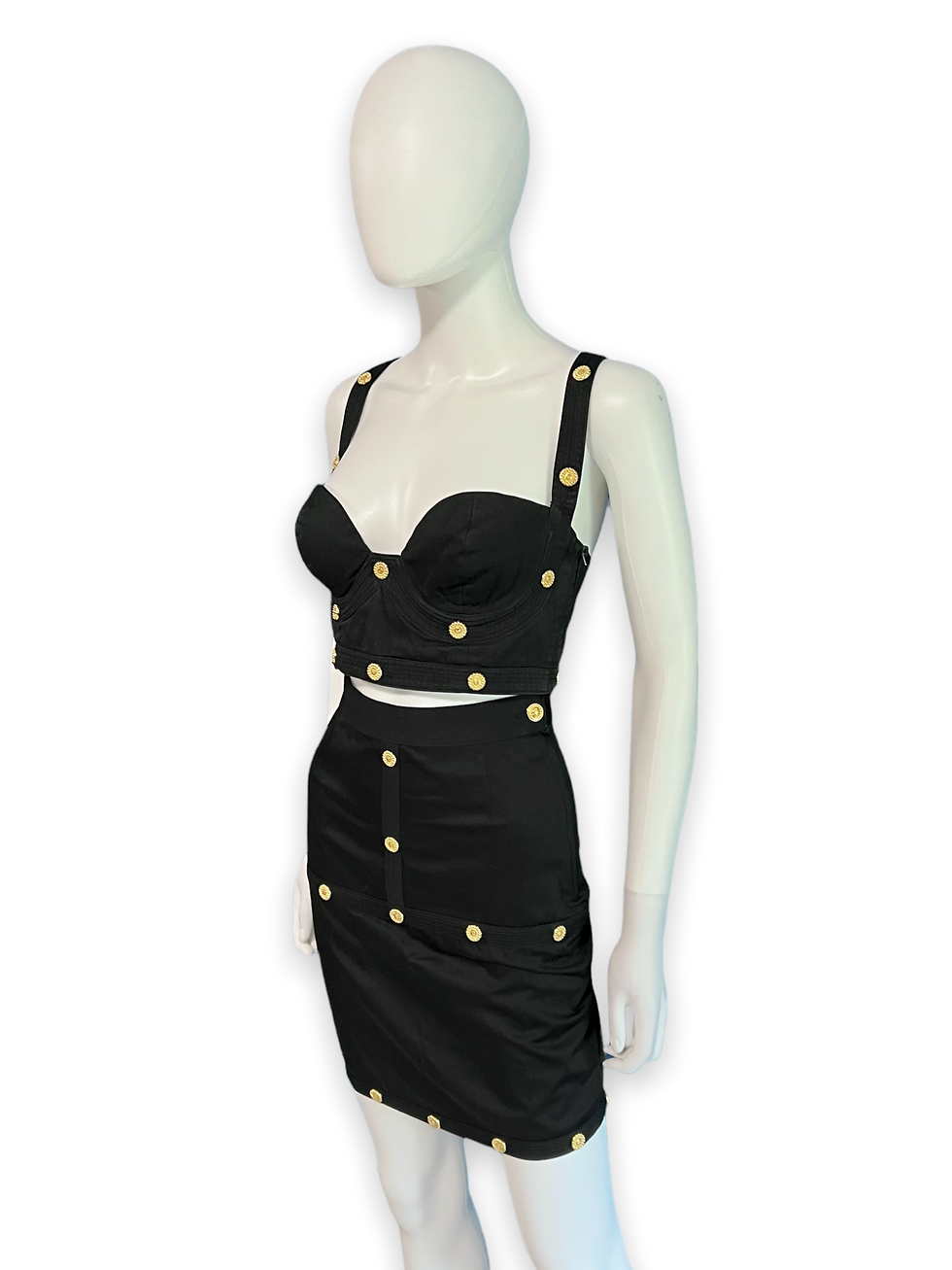 Thumbnail: Versace Jeans Couture Vintage Black Bondage Bustier and Skirt Set