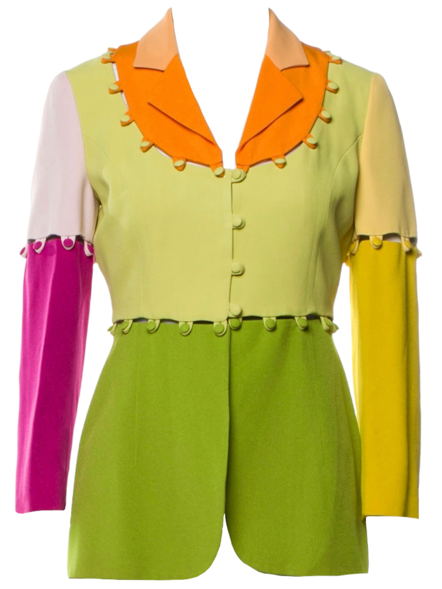 1990’s Moschino Cheap and Chic Color Block Puzzle Jacket The Nanny