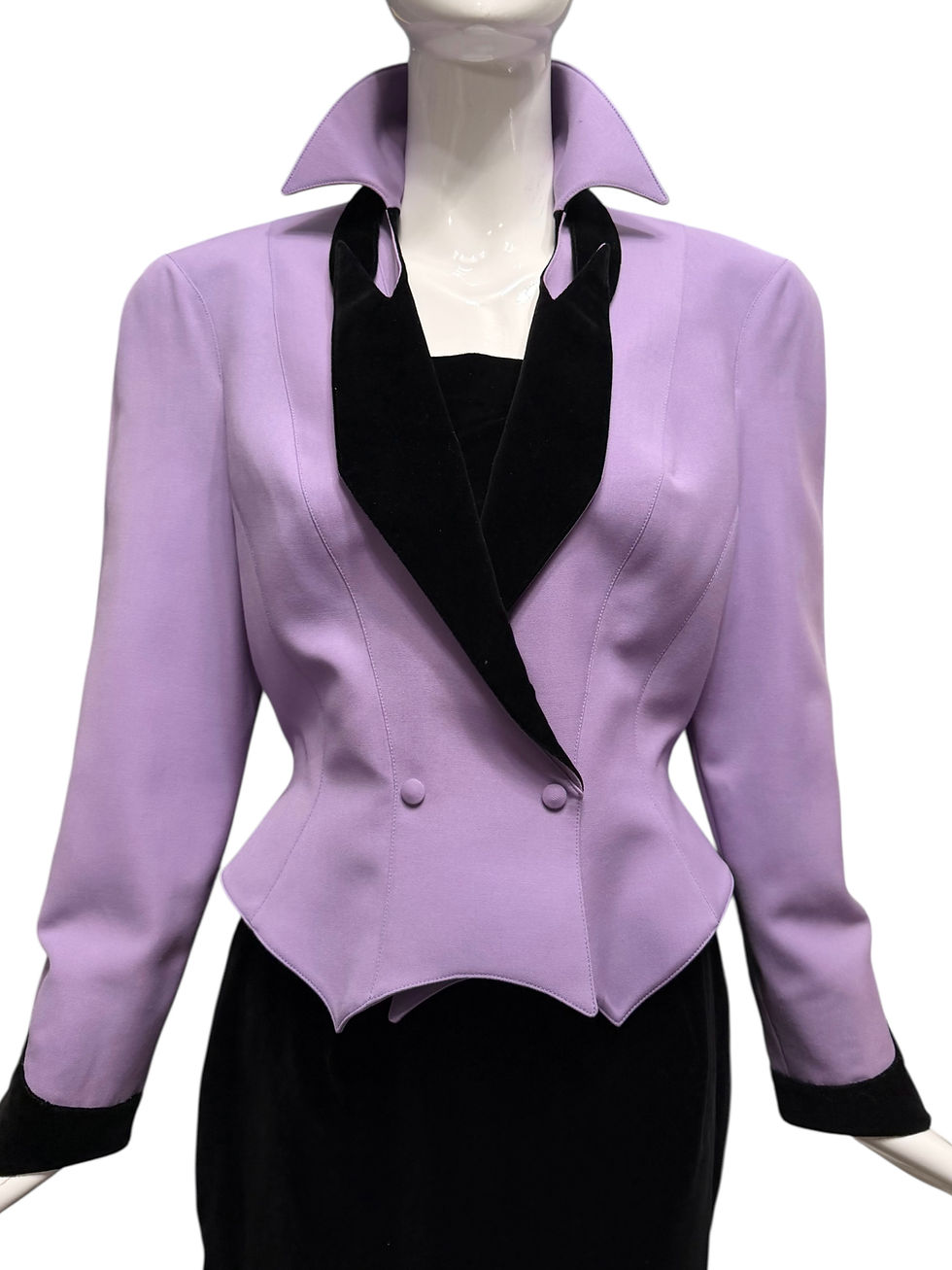 Thumbnail: 1990’s Thierry Mugler Purple Sculptural Velvet Skirt Suit
