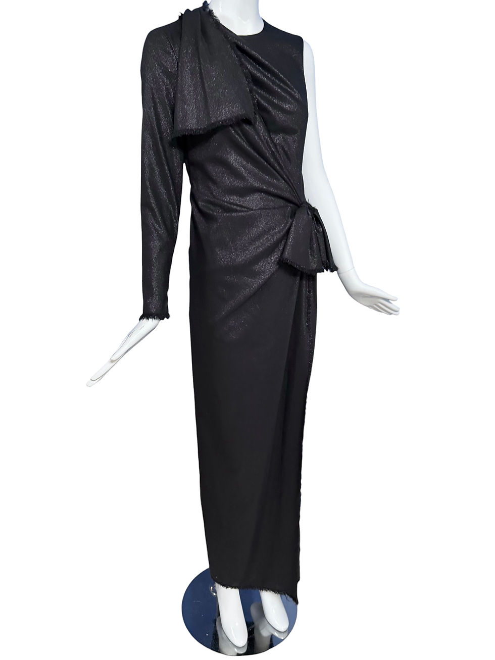 Thumbnail: S/S 2016 Versace New Black Shimmery Metallic One Sleeve Cutout Evening Gown
