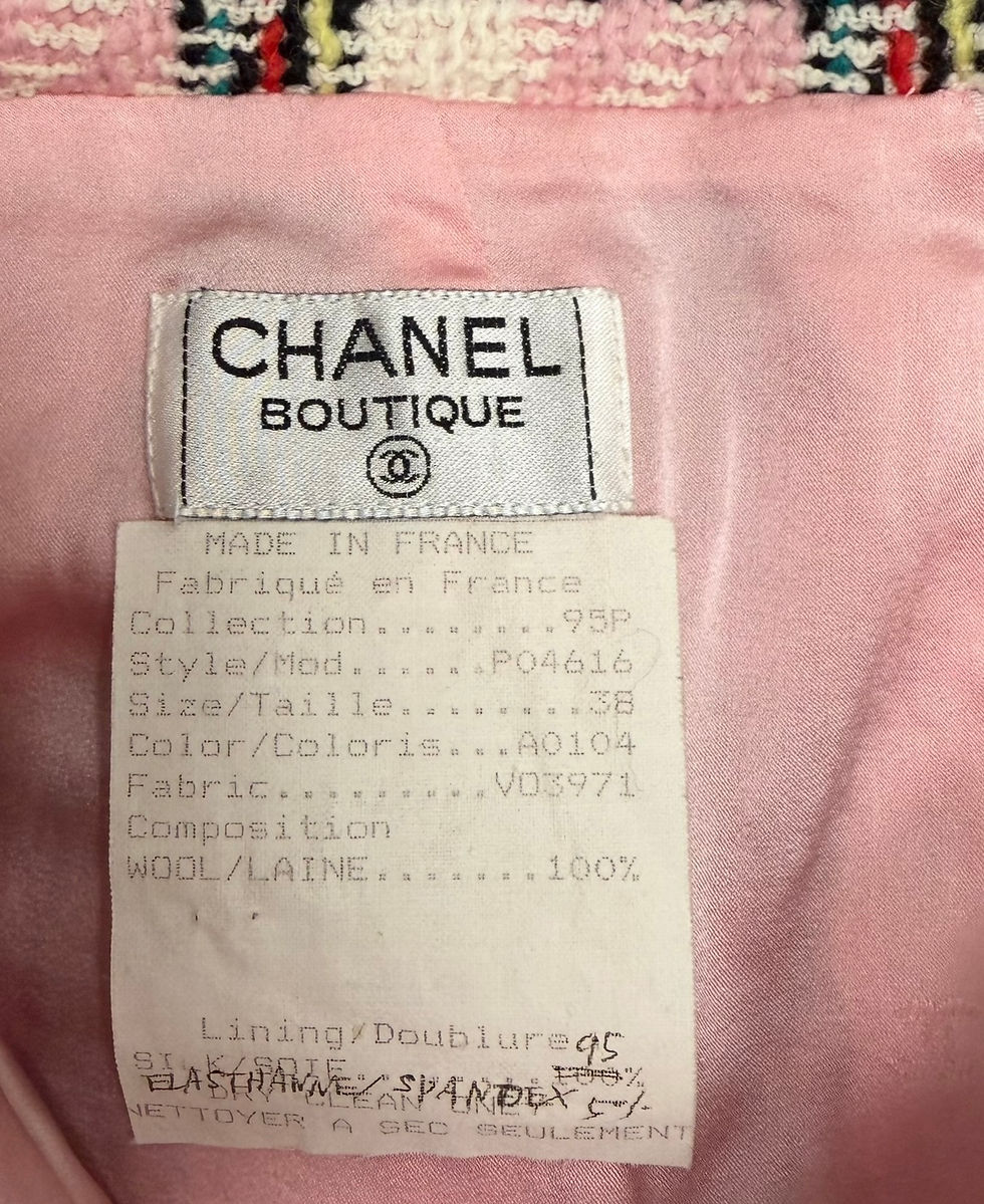 Thumbnail: S/S 1995 Chanel Pink Multicolor Tweed Plaid Barbie Skirt