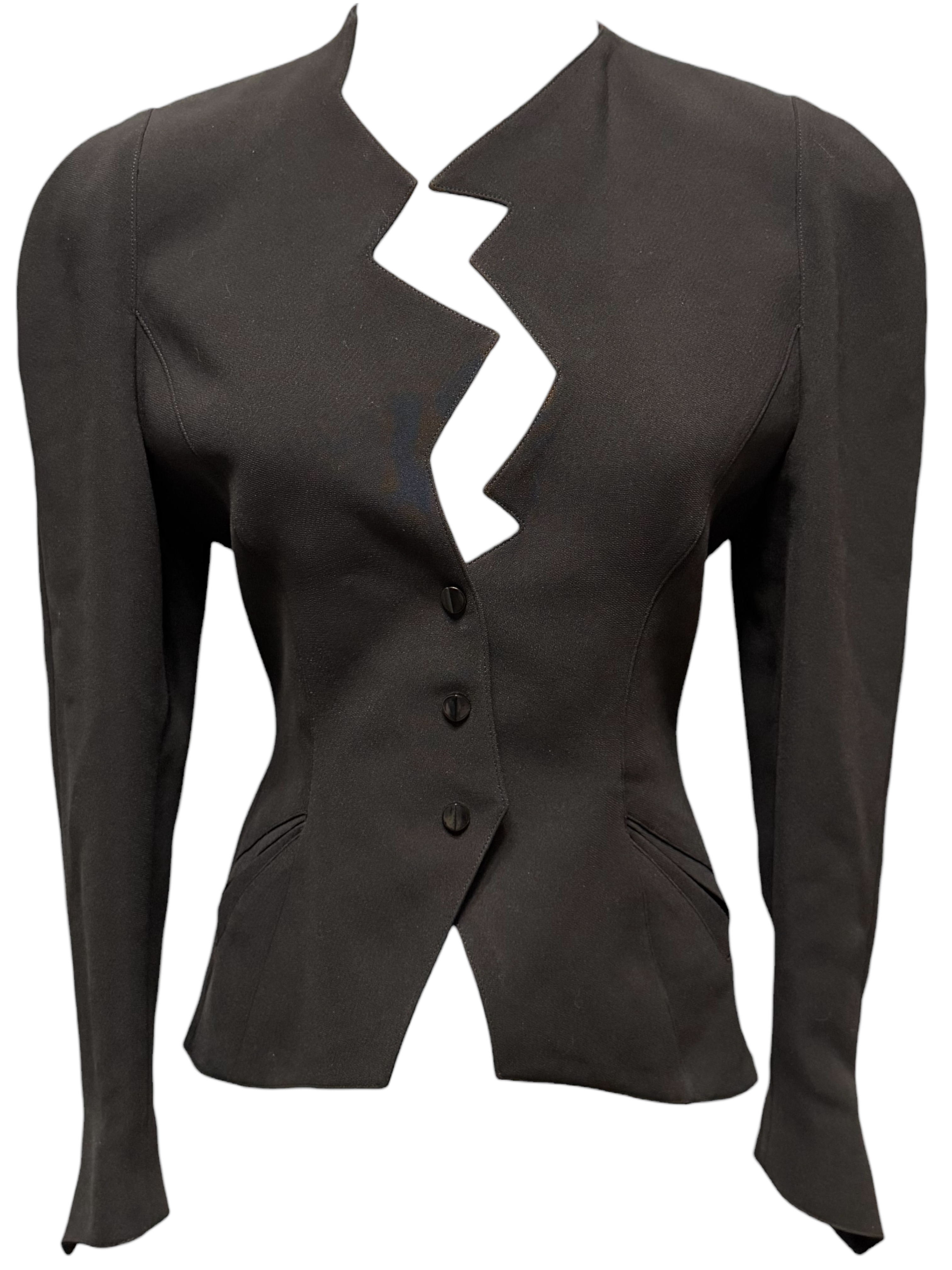 F/W 1988 Thierry Mugler Black Les Infernales Lighting Bolt Jacket