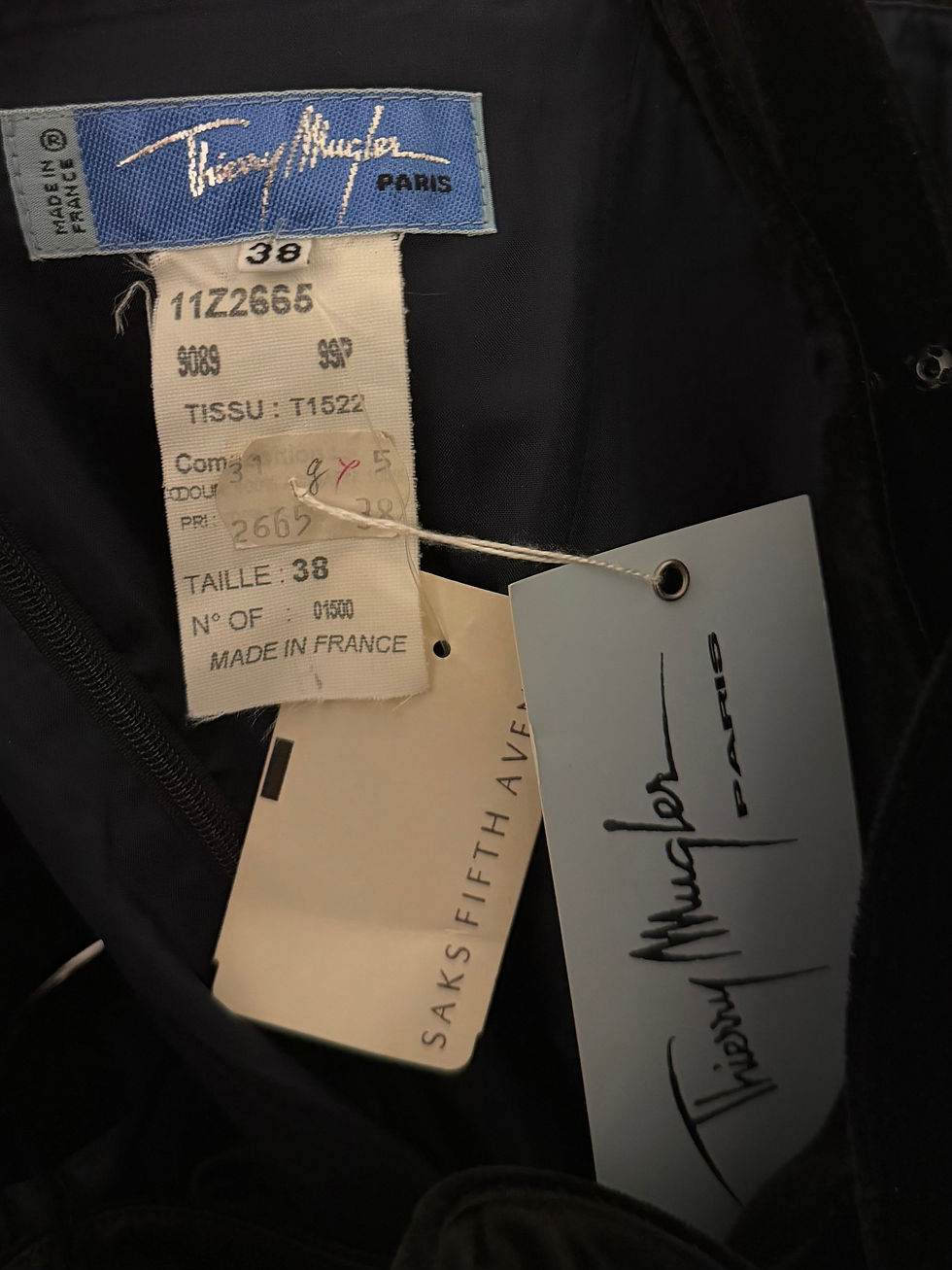 Thumbnail: F/W 1999 Thierry Mugler Black Velvet Trim Evening Gown