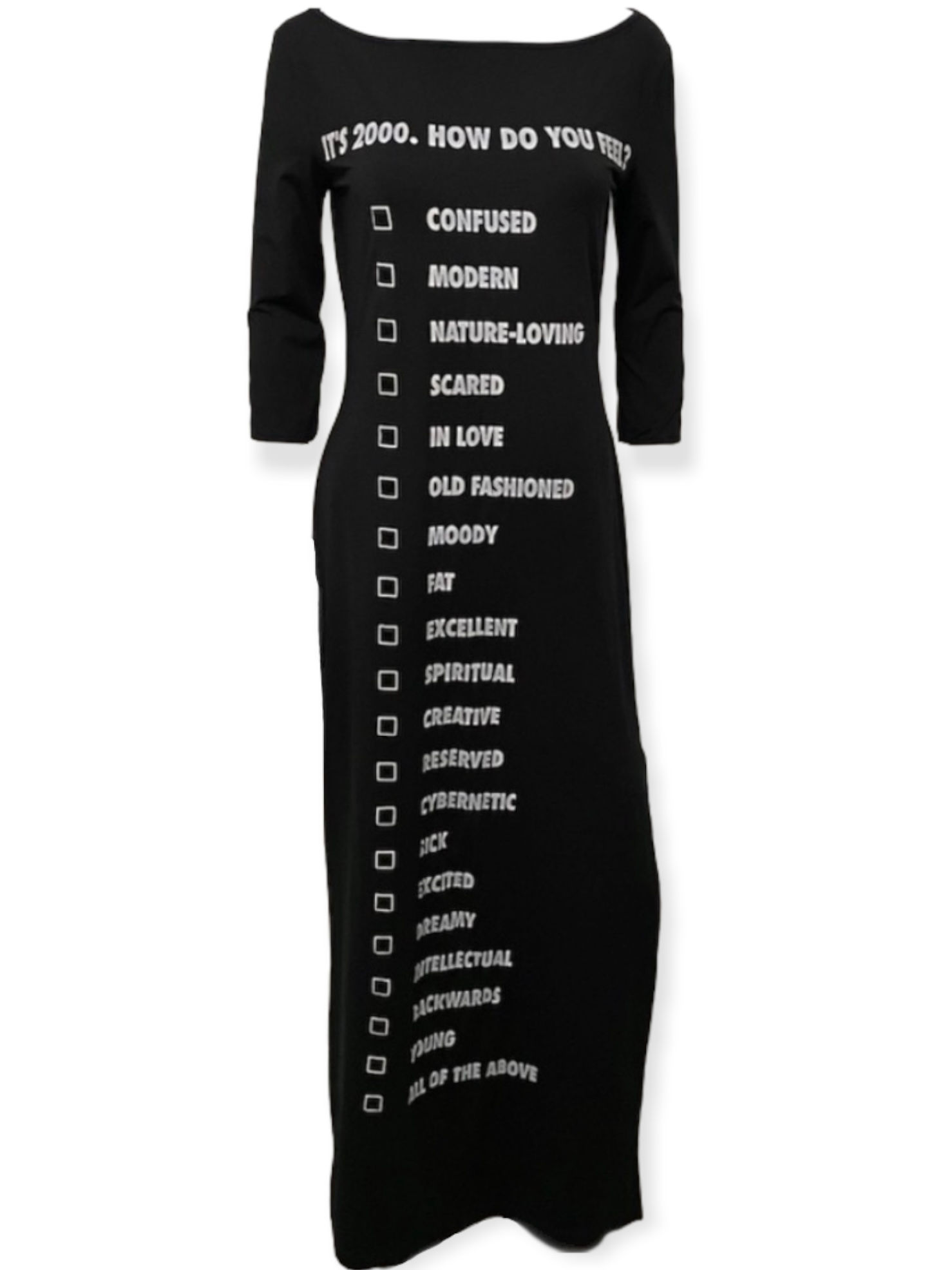 Moschino Vintage Millenium Mood Checklist Maxi Dress