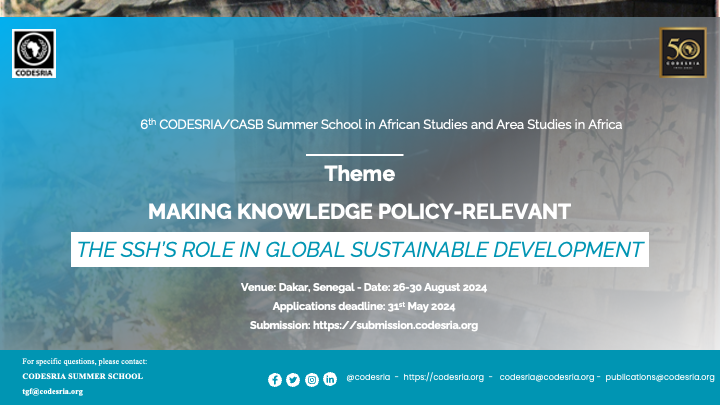 6TH CODESRIA/CASB summer school in African studies and area studies in Africa 2024