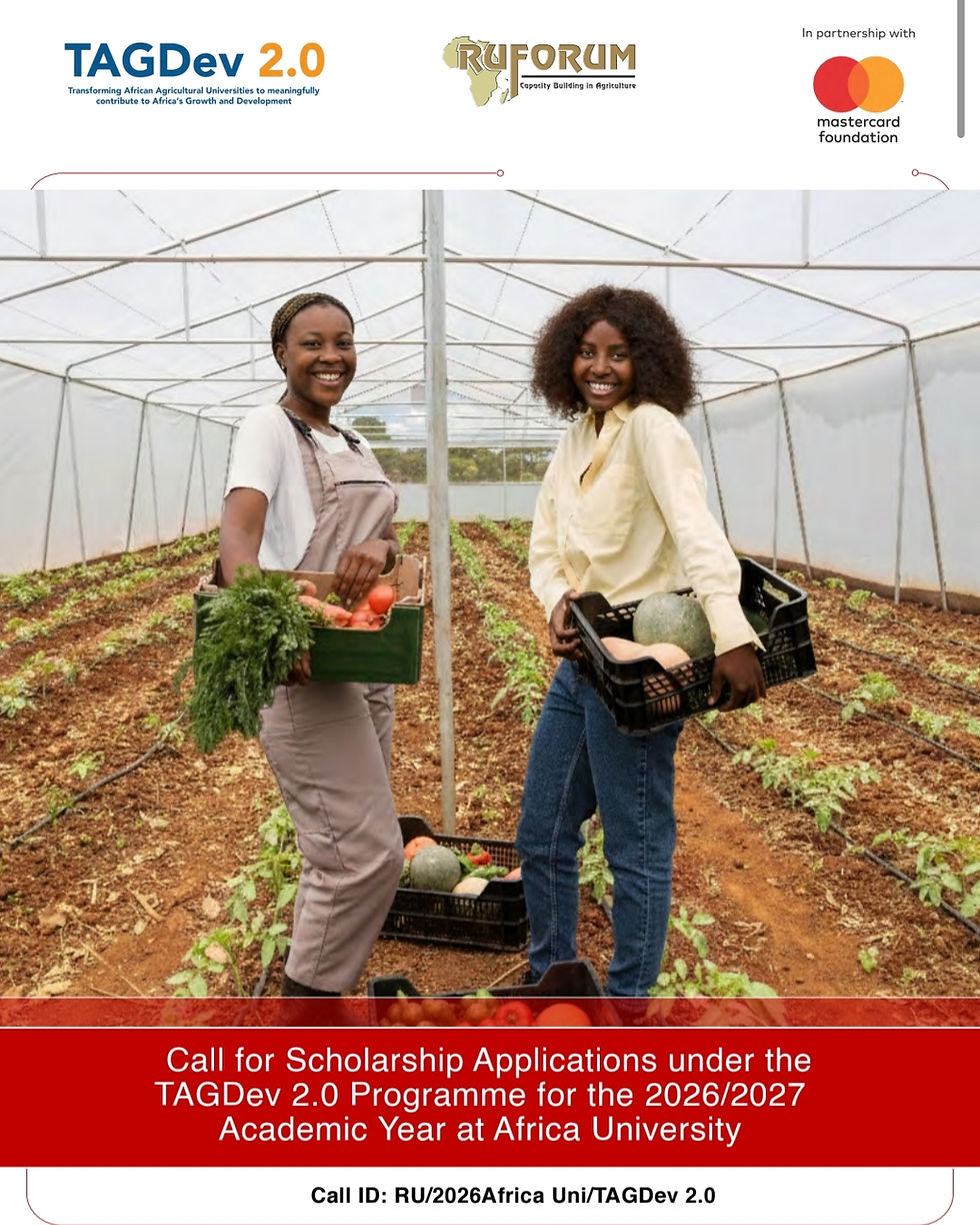 Africa University TAGDev 2.0 Scholarships 2026/2027 — Fully Funded for Young Africans in Agriculture, Agribusiness & Entrepreneurship