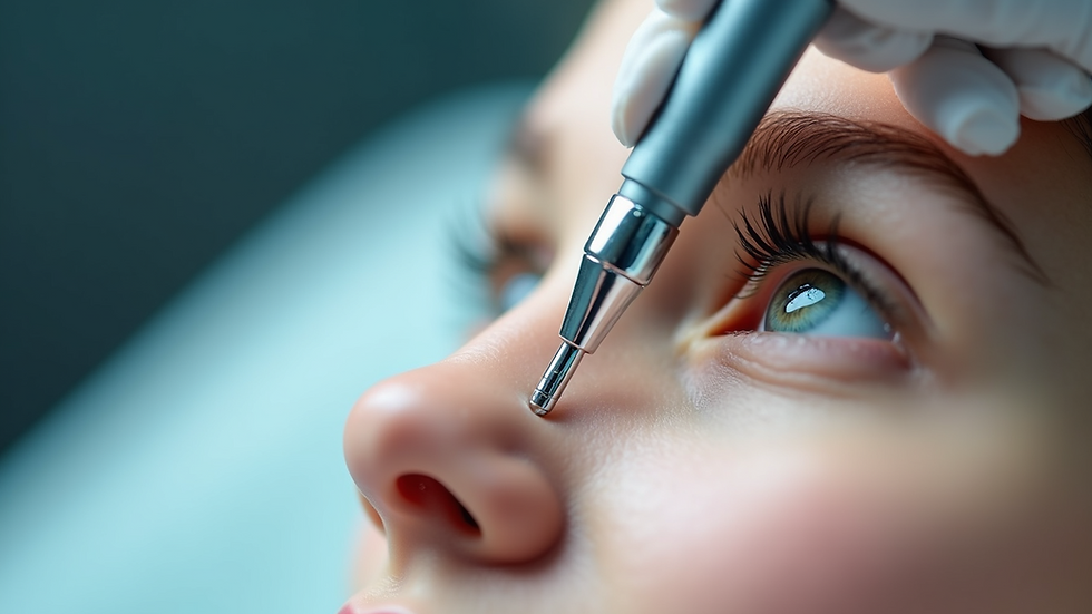 Close-up view of microneedling device with fine needles