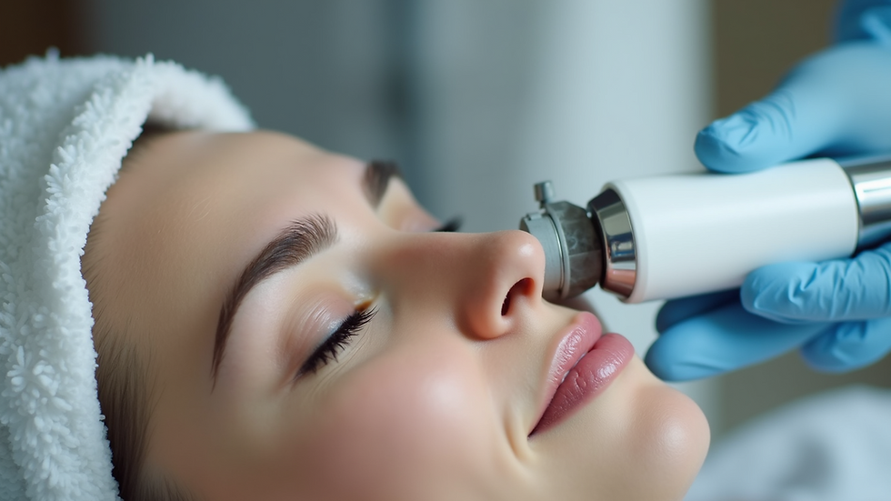 Close-up view of microdermabrasion machine nozzle