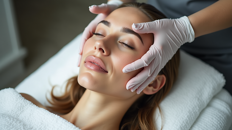 Close-up view of a skincare professional preparing a customized facial treatment