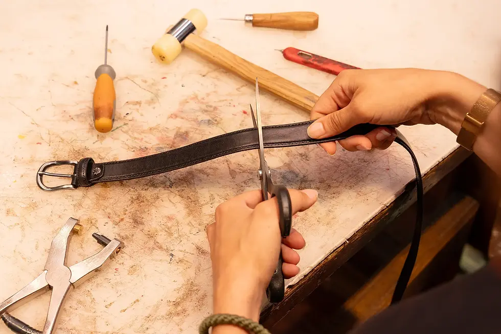 close up of shortening leather belt in florence.webp