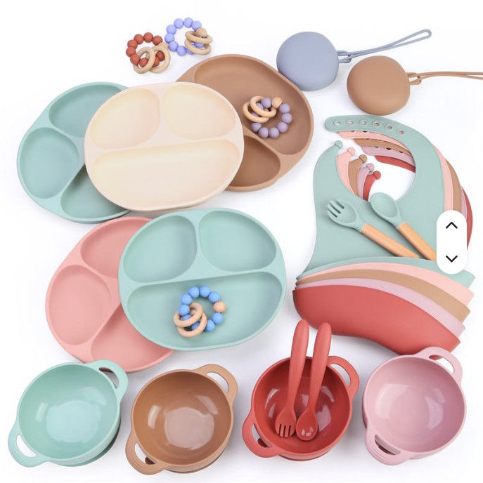 Silicone Tableware Bowl Plate With Lid for Toddlers