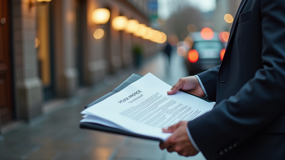 Eye-level view of a process server delivering legal documents
