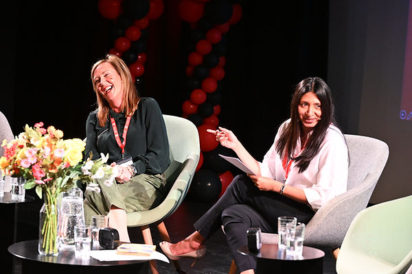 Keynote conversation Transforming Journeys My Life in Business Lisa Bell (left) Shalini G