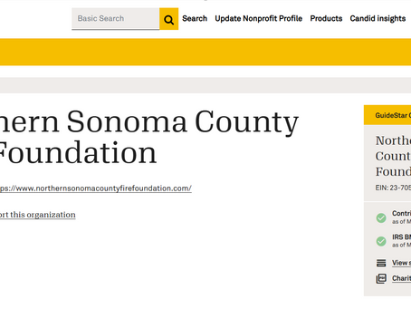 Screen shot of the Northern Sonoma County Fire Foundation Candid page