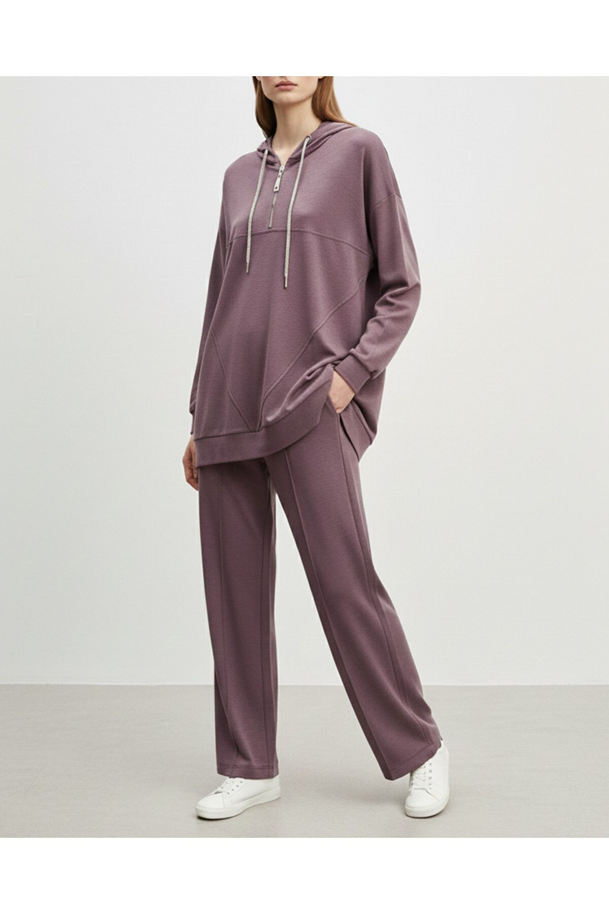 Hooded Shirt Set - Damson