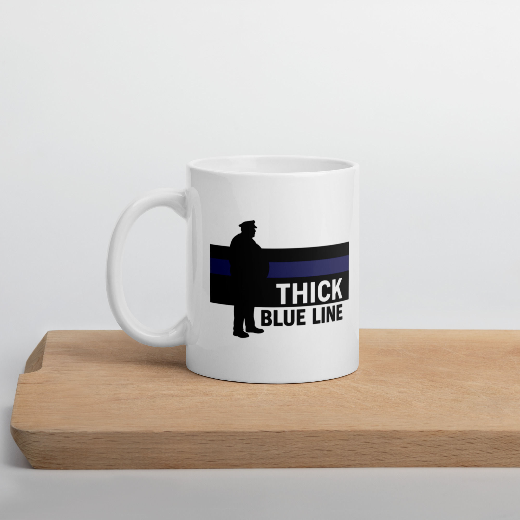 Thick Blue Line White glossy mug