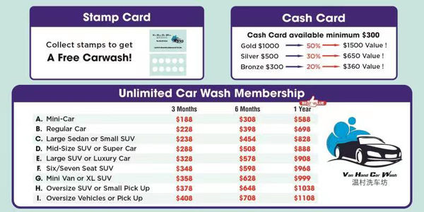 VAN HAND CAR WASH MEMBERSHIP AND CARDS