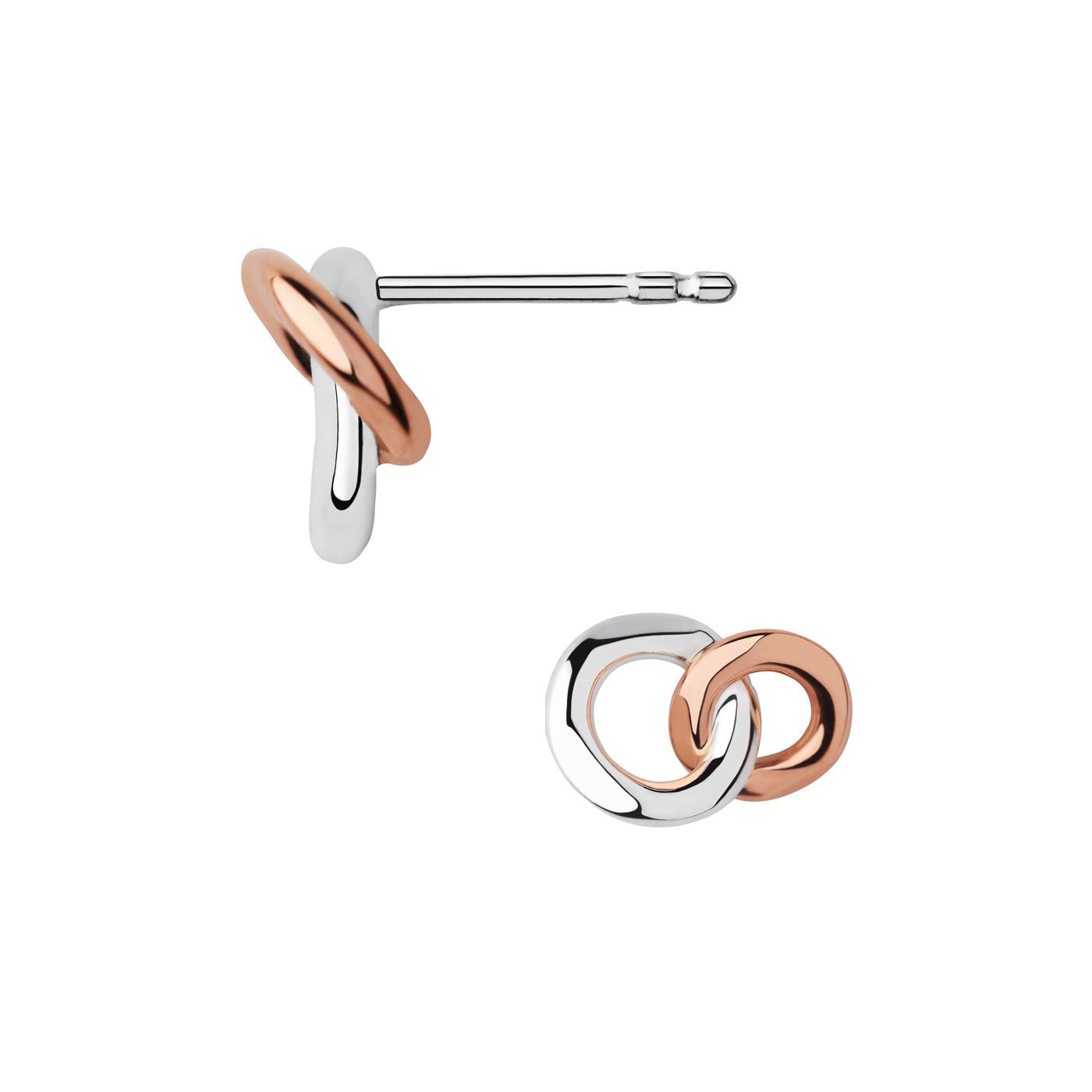 Links of London 20/20 Sterling Silver & 18kt Rose Gold Stud Earrings