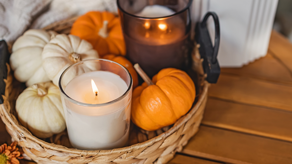 candle with pumpkin, pumpkin-scented candles