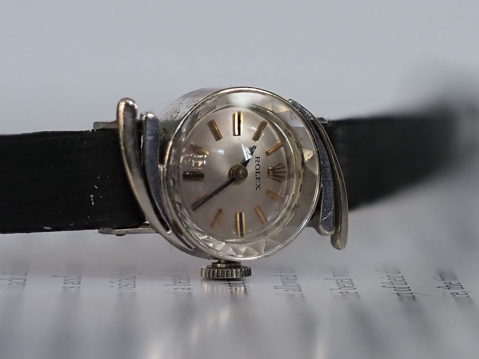 Miniature : Rolex Ladies Cocktail 14k Gold 15mm Silver Dial 1954