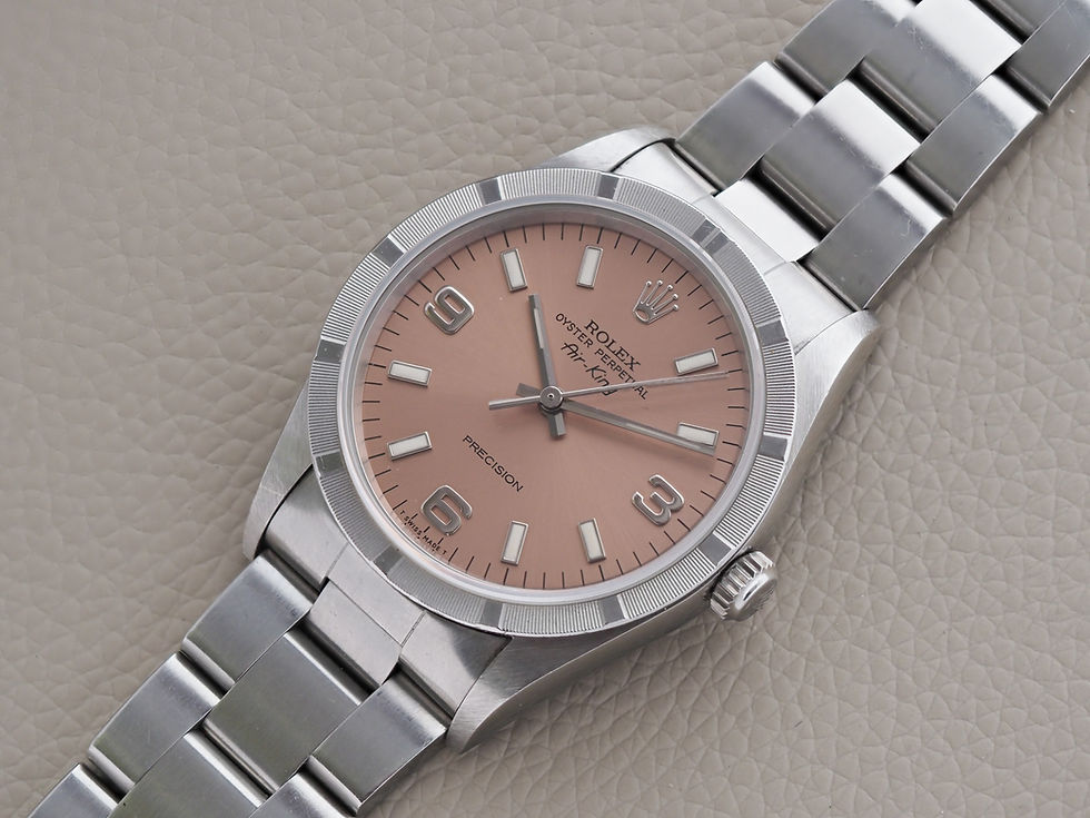 Thumbnail: Rolex Air-King 14010 34mm Engine Turned Salmon Dial 1996 Unpolished
