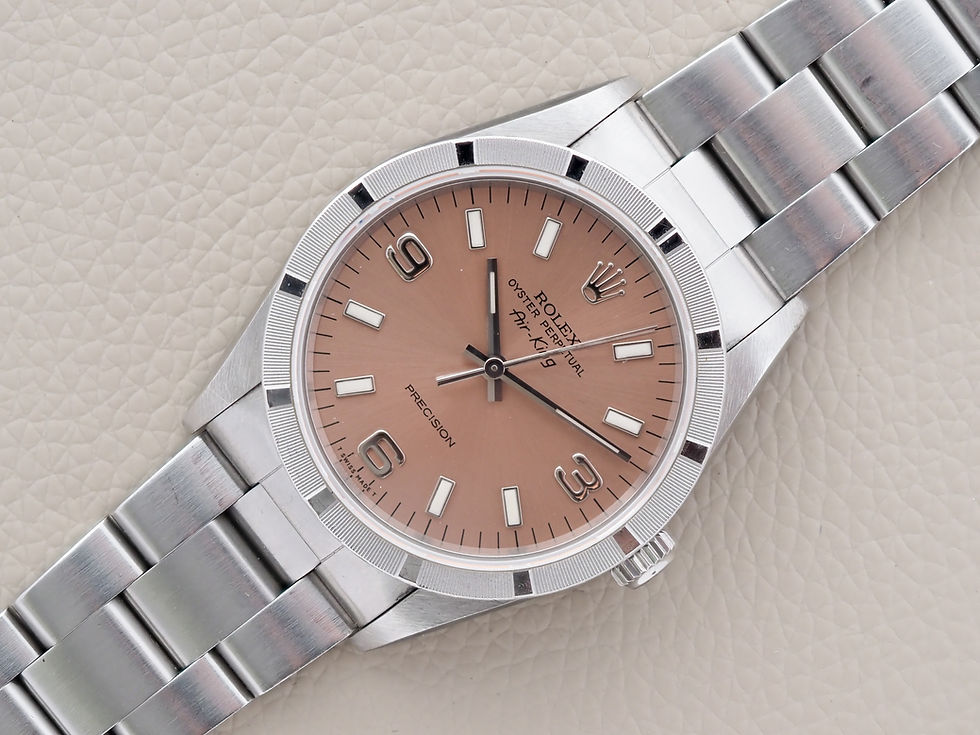 Miniature : Rolex Air-King 14010 34mm Engine Turned Salmon Dial 1996 Unpolished
