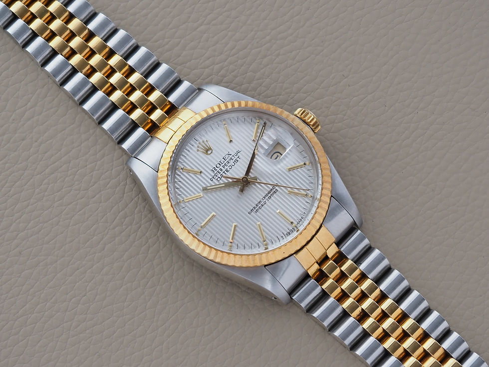 Miniature : Rolex Datejust 16013 Silver Tapestry Dial 62523H-18 Jubilee Bracelet 1987