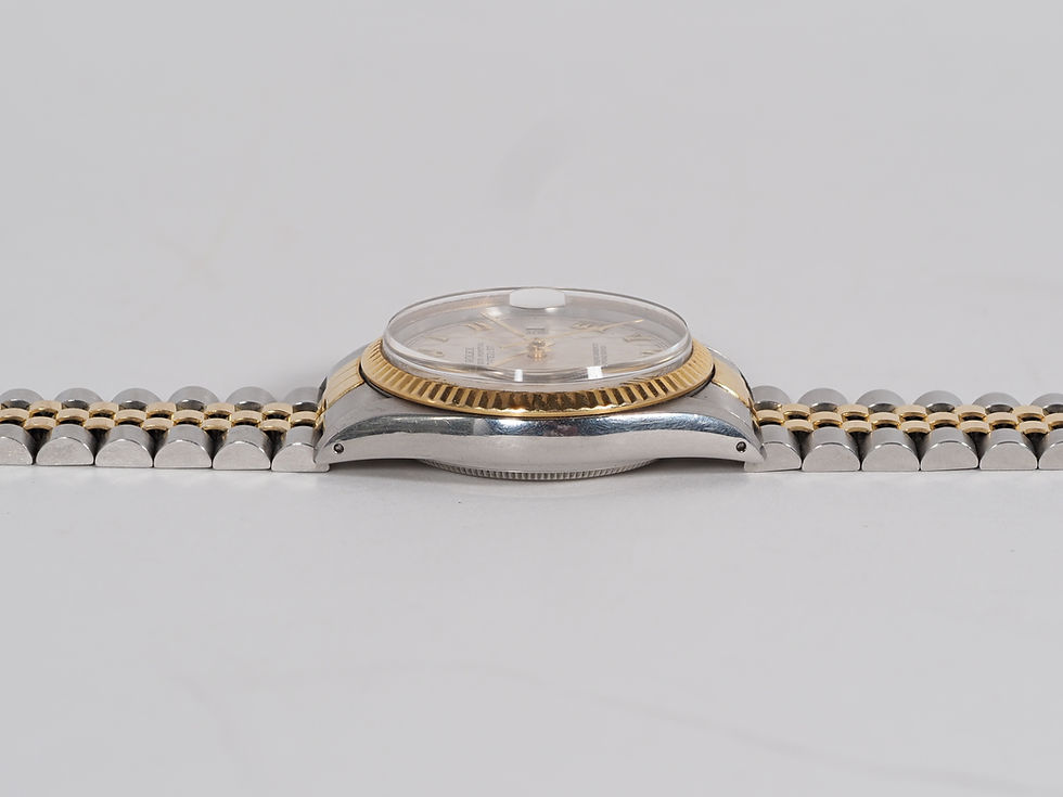 Miniature : Rolex Datejust Steel & 18K Gold 36mm Ivory Pyramid Dial 1987