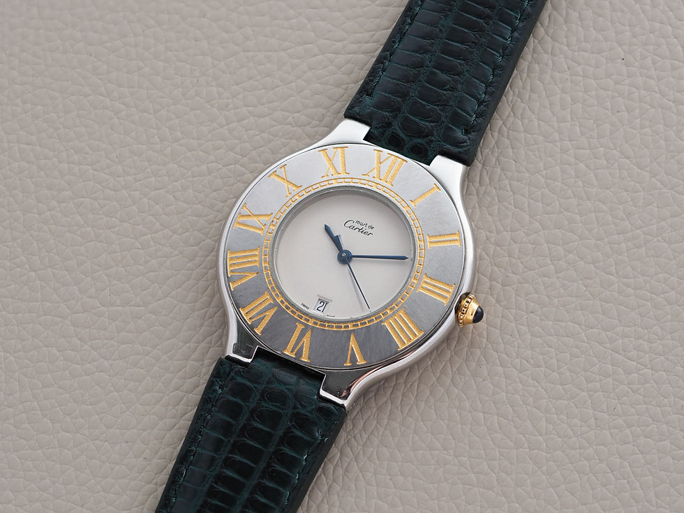 Thumbnail: Cartier Must 21 Watch 9011 Quartz Date Mens 35mm