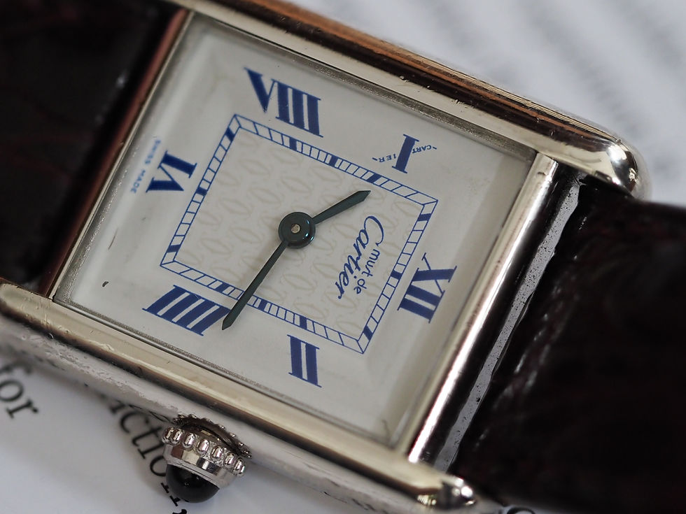 Thumbnail: Must de Cartier Tank 2416 Solid Silver White/Blue Dial 1990's