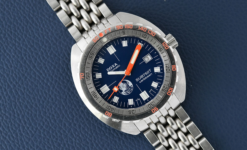 Thumbnail: Doxa Blue SUB 750T Caribbean Seahunters 250 Edition Box and Card