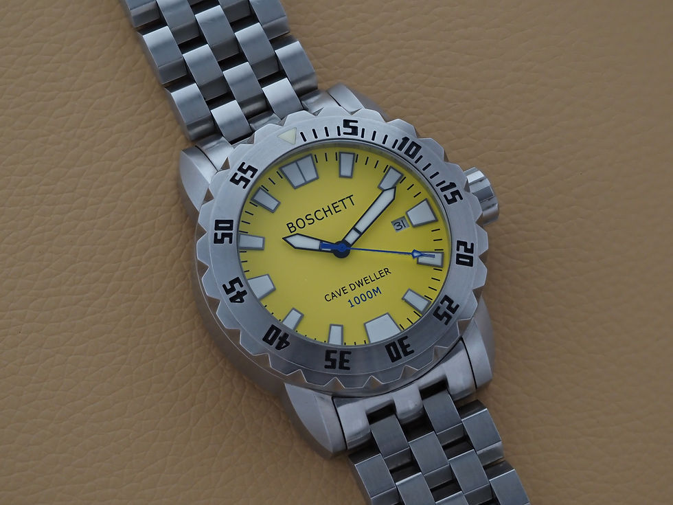 Thumbnail: Boschett Men's Stainless Diver Cave Dweller 1000 Blue Dial Box Papers