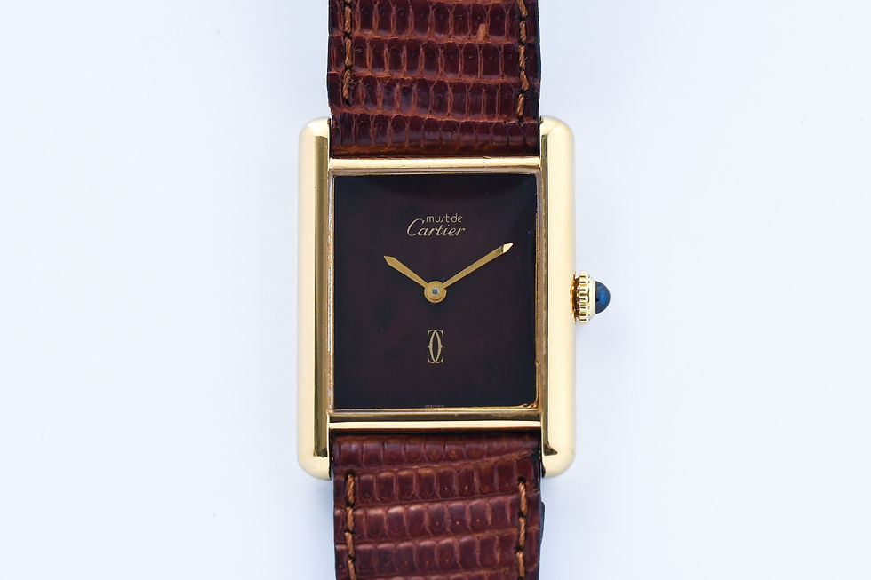 Must de Cartier Tank Brown Tortoise Shell Manual Wound with Card