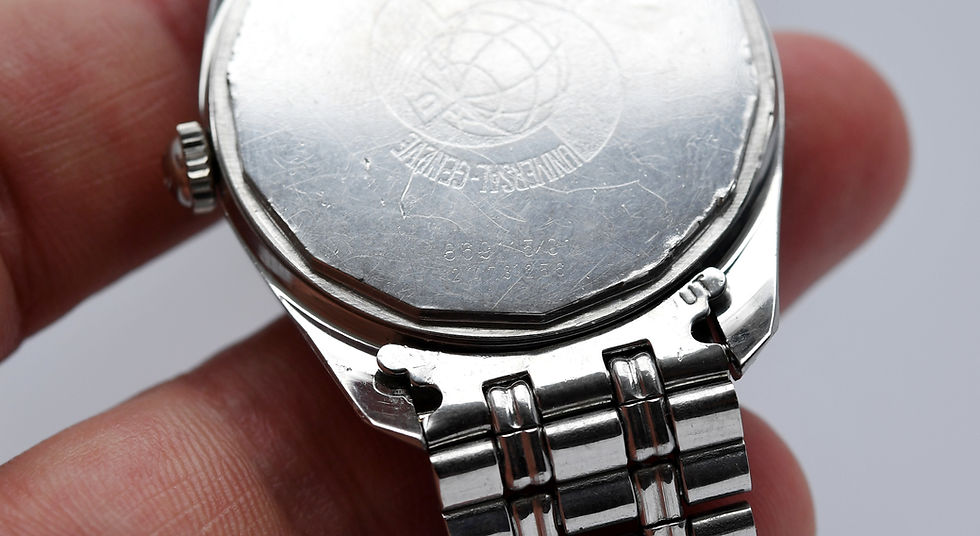 Miniature : Bracelet Universal Geneve Polerouter Date cadran noir GF 1967 révisé