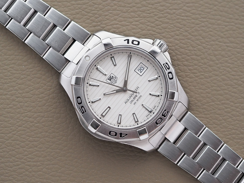 Thumbnail: TAG Heuer Aquaracer Calibre 5 WAP2011 White Dial 41mm