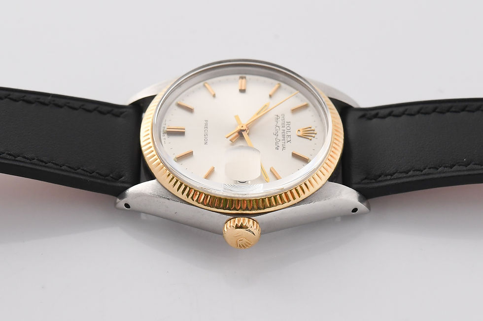 Miniature : Rolex Air King Date 5701 Two Tone Silver Dial 1973