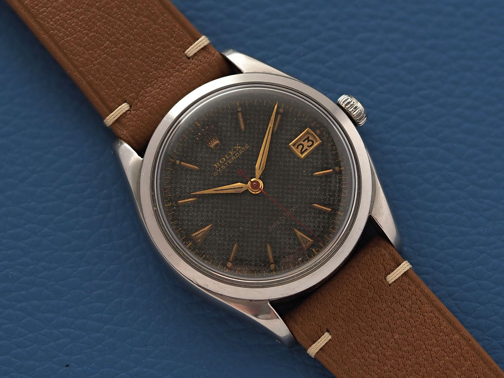 Miniature : Rolex Oysterdate 6294 Basket weave Black-Green Dial 1953