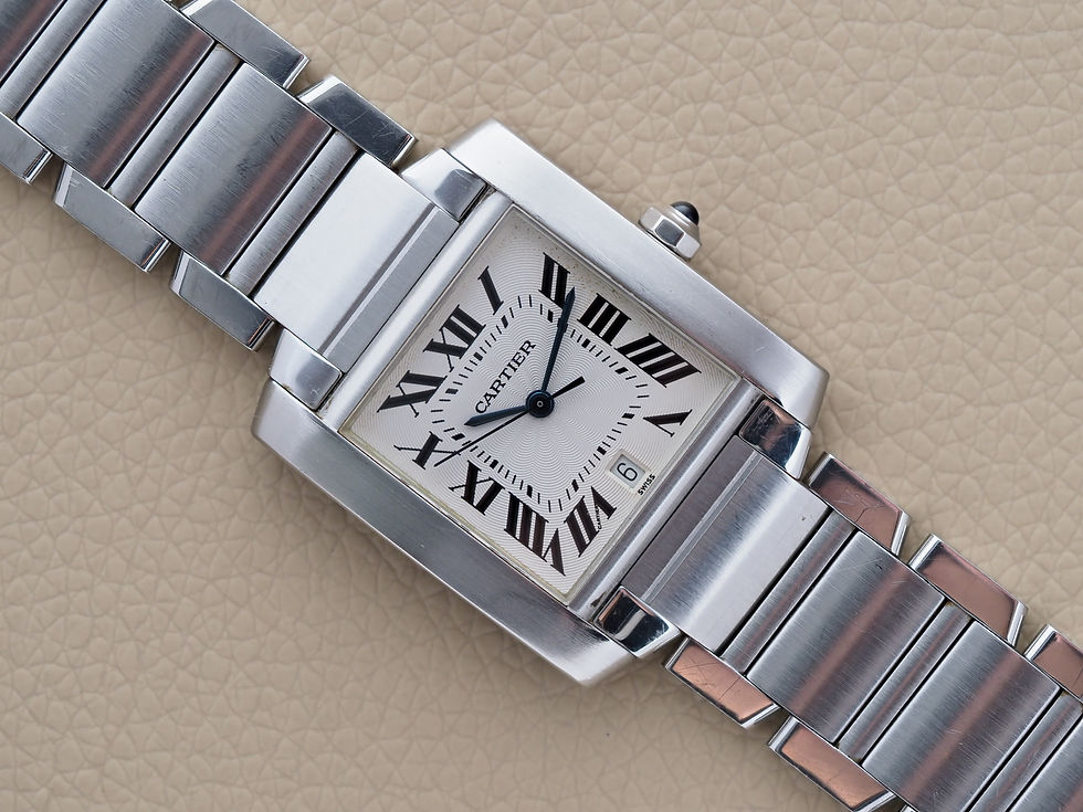 Thumbnail: Cartier Tank Française 2302 White Guilloche Roman Dial 28x32mm