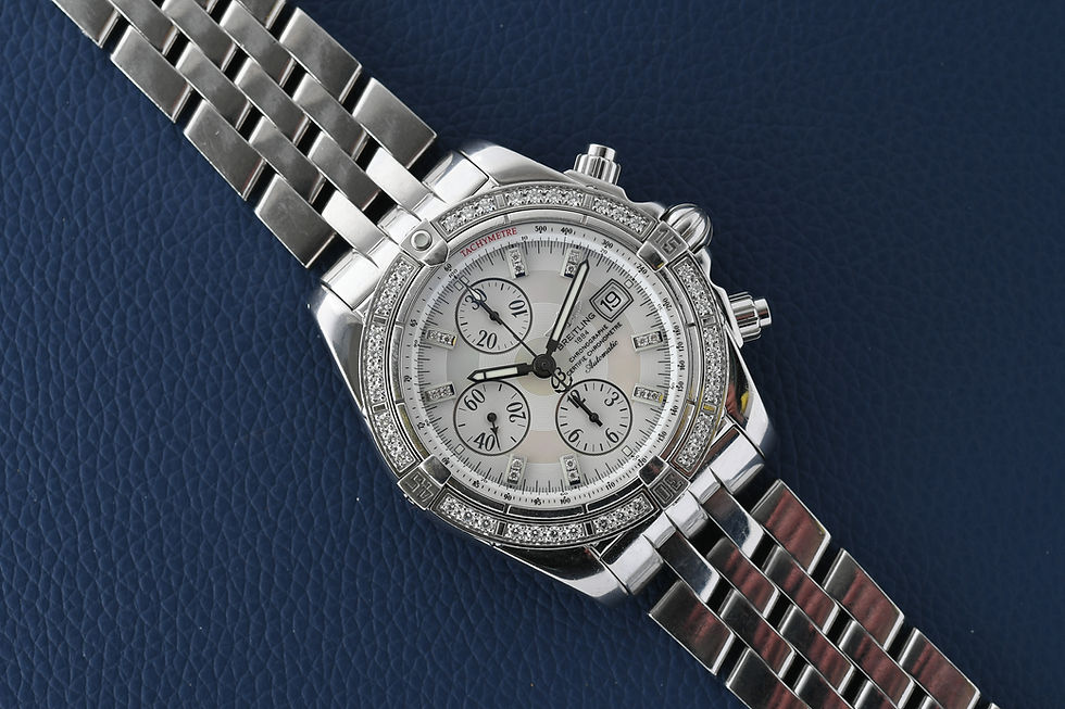 Thumbnail: Breitling Chronograph 13356 Factory MOP DIamond Dial and Bezel